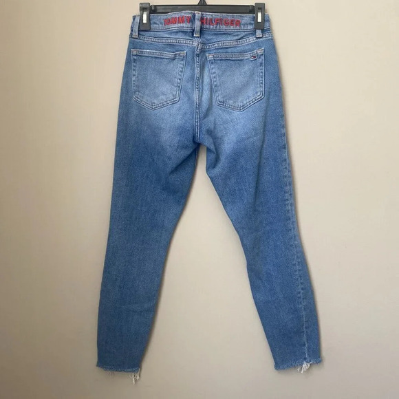 Tommy Hilfiger Denim Women's 6 Embroidered Distressed Raw Hem Stretch Blue Jeans - Picture 11 of 16